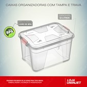 Caixa Organizadora Com Tampa e Trava 12 litros - Transparente