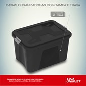 Caixa Organizadora Com Tampa e Trava 30 litros - Preto