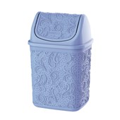 Cesto de Lixo Uninjet Renda Floral Basculante Azul 4,5 Litros
