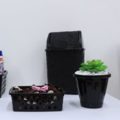 Cesto de Lixo Uninjet Renda Floral Basculante Preto 4,5 Litros