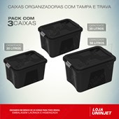 Kit 3 Caixas Organizadoras Multiuso 20/30/56 Litros Uninjet
