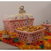 Kit com 12 Cestos Organizadores Multiuso Grande Rosa