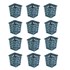 Kit com 12 Cestos Organizadores Multiuso Quadrado Azul
