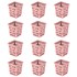 Kit com 12 Cestos Organizadores Multiuso Quadrado Rosa