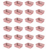 Kit com 24 Cestos Organizadores Multiuso Médio Rosa