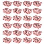 Kit com 24 Cestos Organizadores Multiuso Pequeno Rosa