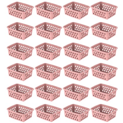 Kit com 24 Cestos Organizadores Multiuso Pequeno Rosa