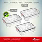 Kit Com 3 Caixas Organizadoras Transparente 28 Litros