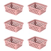 Kit com 6 Cestos Organizadores Multiuso Pequeno Rosa