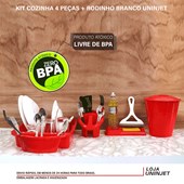Kit Cozinha 4 Peças Vermelho + Rodinho De Pia