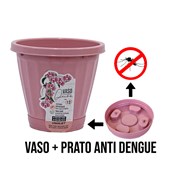 Vaso Cachepot Com Prato N13 - Rosa