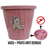 Vaso Cachepot Com Prato N35 - Rosa