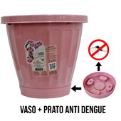 Vaso Cachepot Com Prato N52 - Rosa